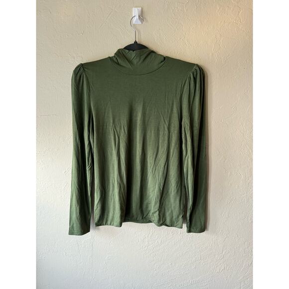 NWT  J. Crew FormKnit Puff-Sleeve Green Long Sleeve Turtleneck Sz M - Picture 2 of 7